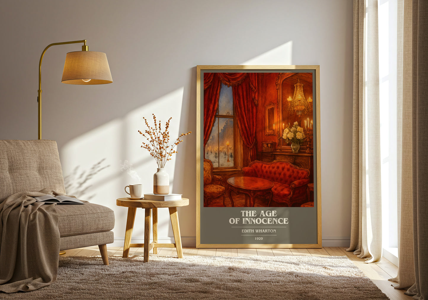 The Age Of Innocence book cover print on bookshelf – Edith Wharton fan gift