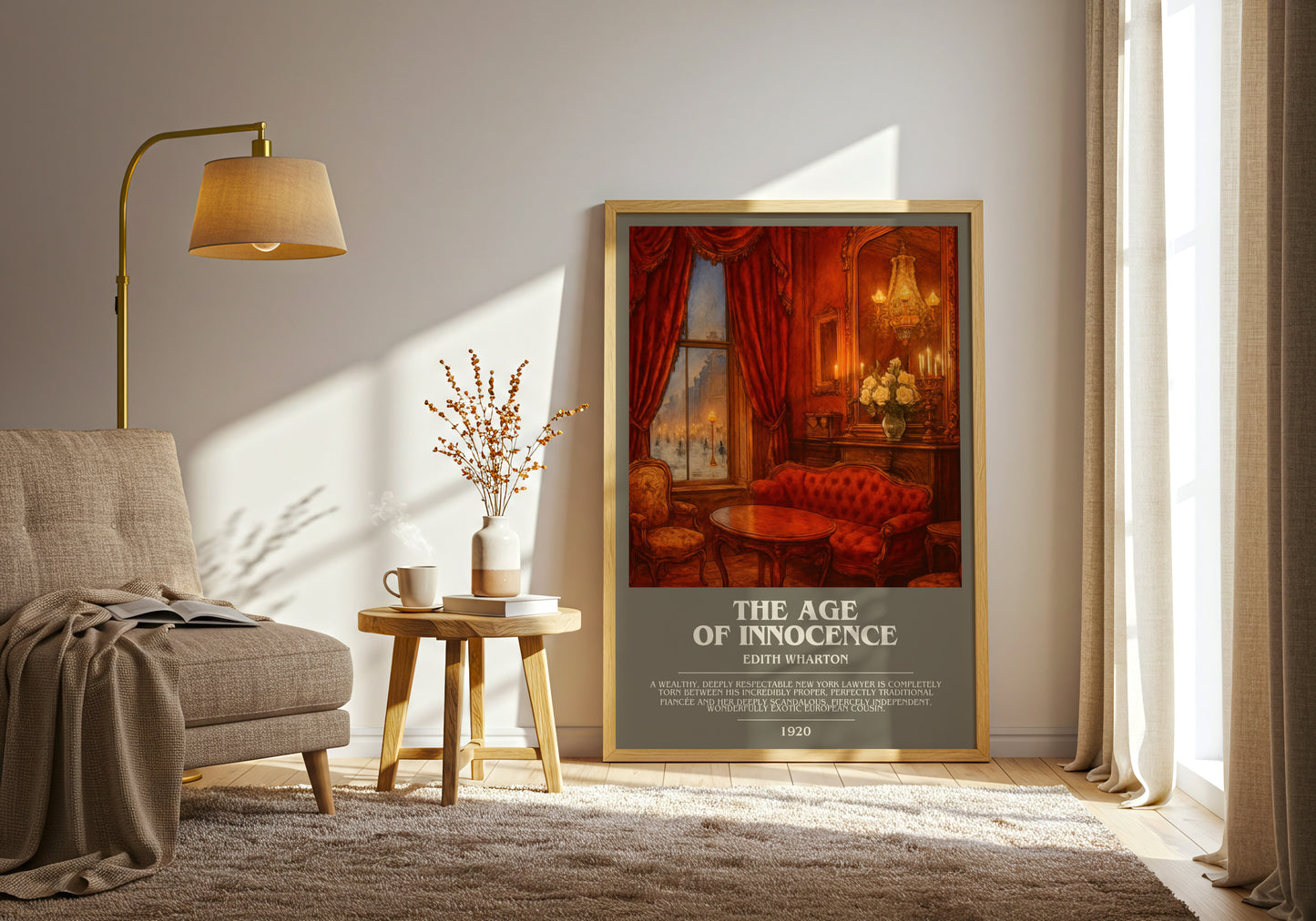 The Age Of Innocence bookish print on bookshelf – Edith Wharton fan gift