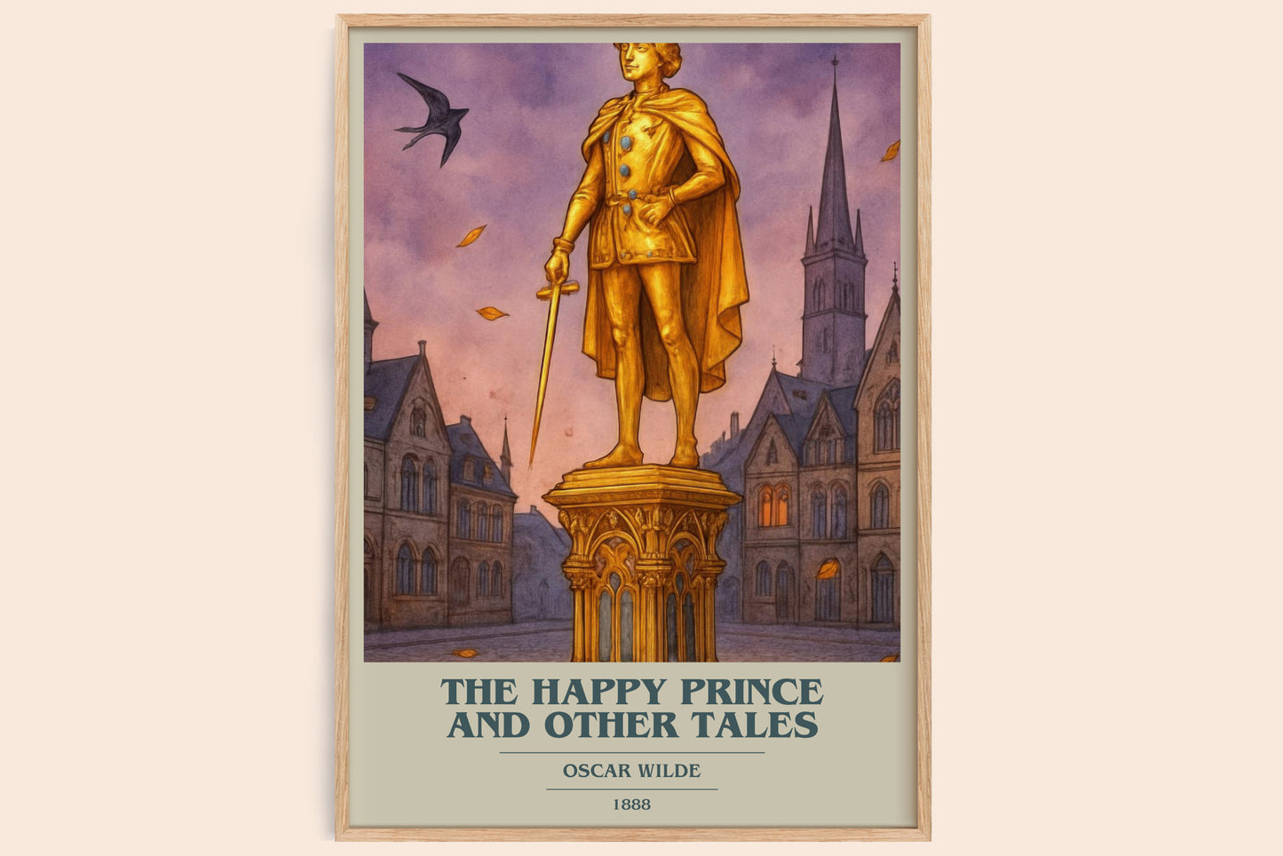 The Happy Prince And Other Tales book cover book poster by Oscar Wilde – framed literary art print