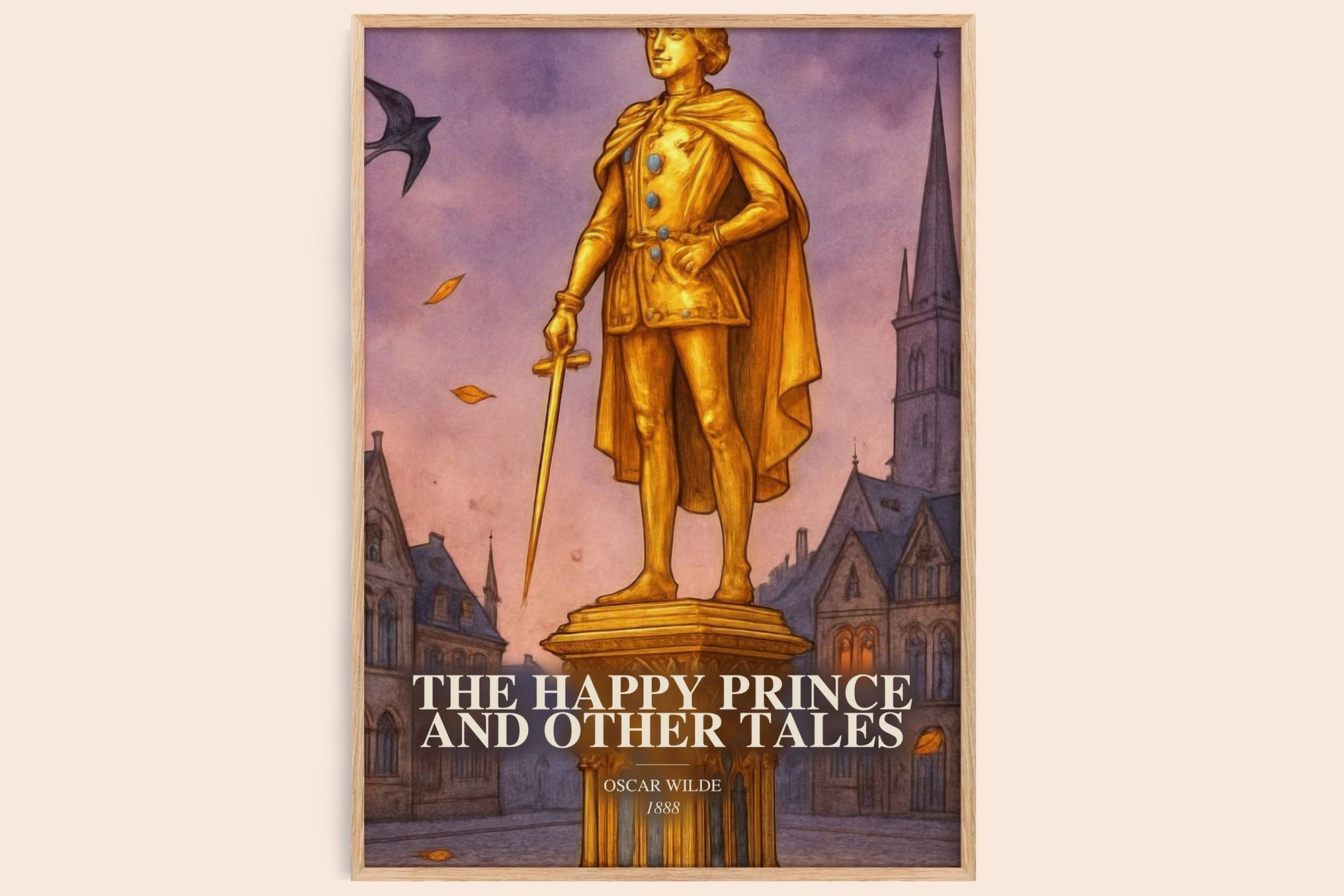 The Happy Prince And Other Tales watercolour book poster by Oscar Wilde – framed literary art print