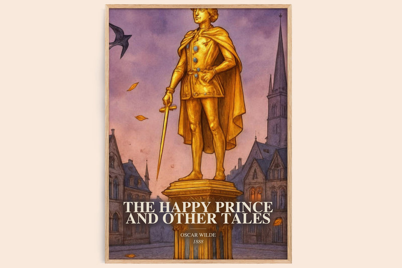The Happy Prince And Other Tales watercolour book poster by Oscar Wilde – framed literary art print