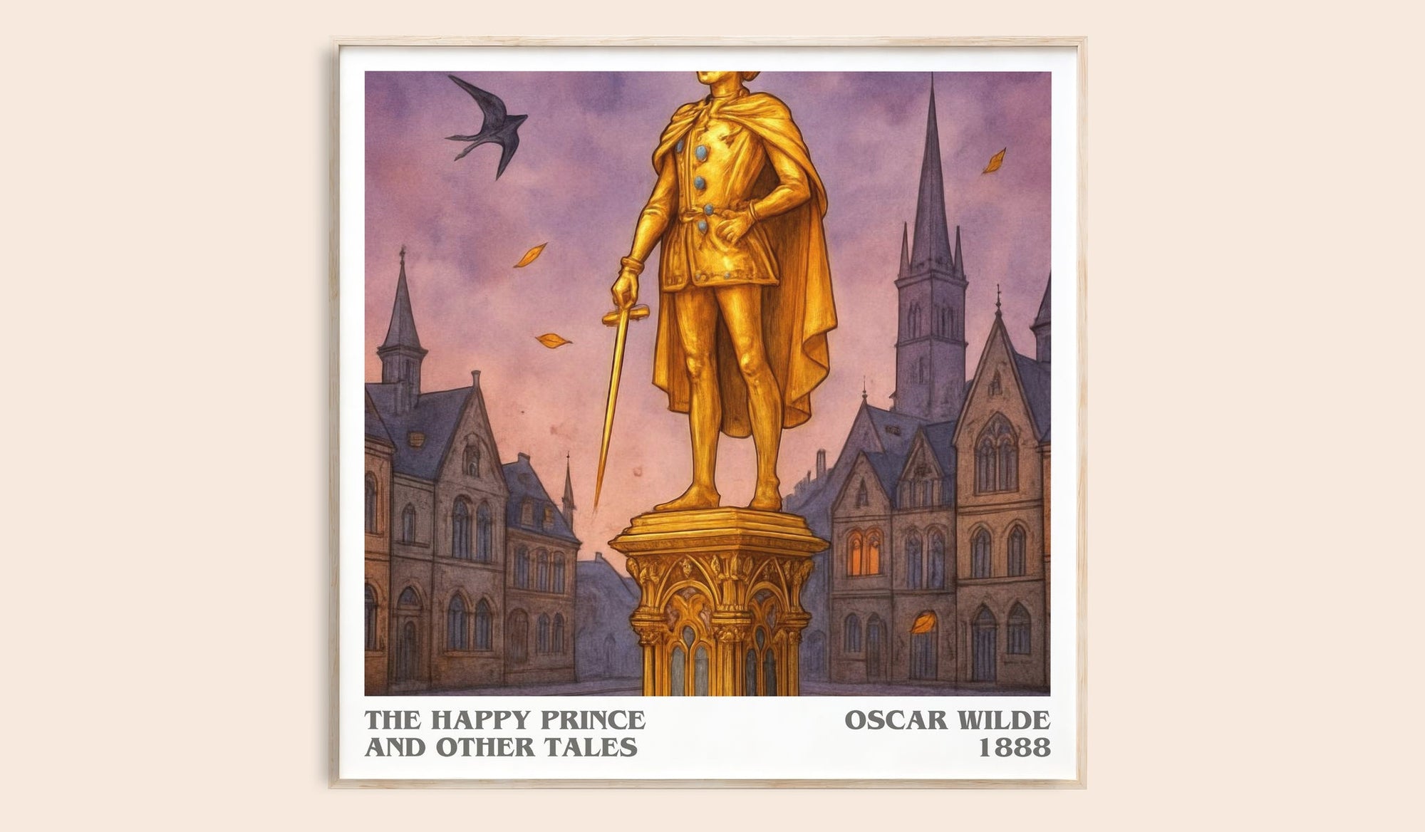 The Happy Prince And Other Tales literary book poster by Oscar Wilde – framed literary art print