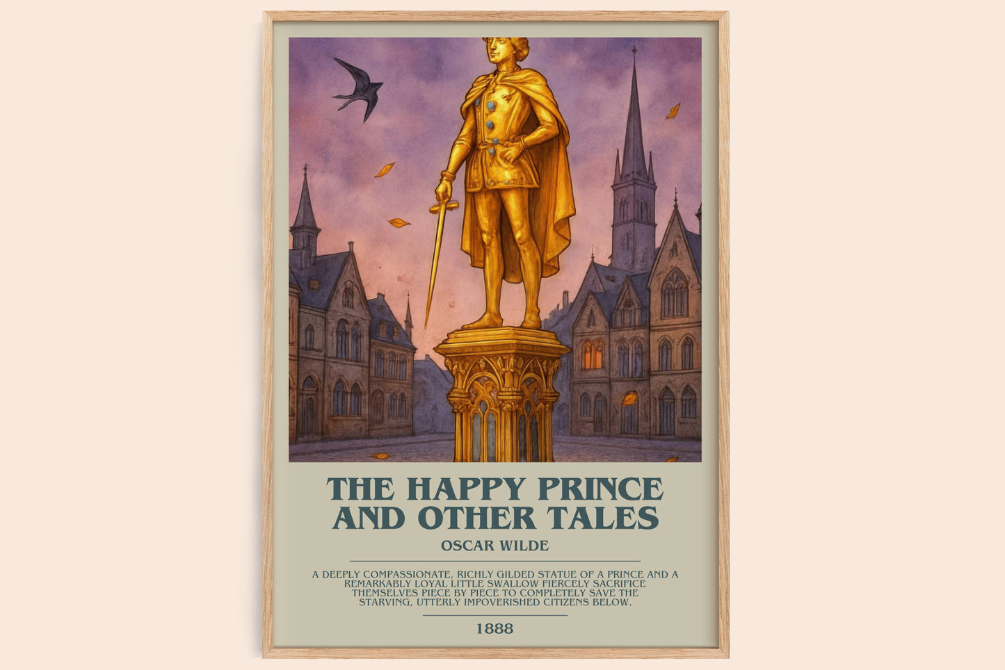 The Happy Prince And Other Tales bookish book poster by Oscar Wilde – framed literary art print