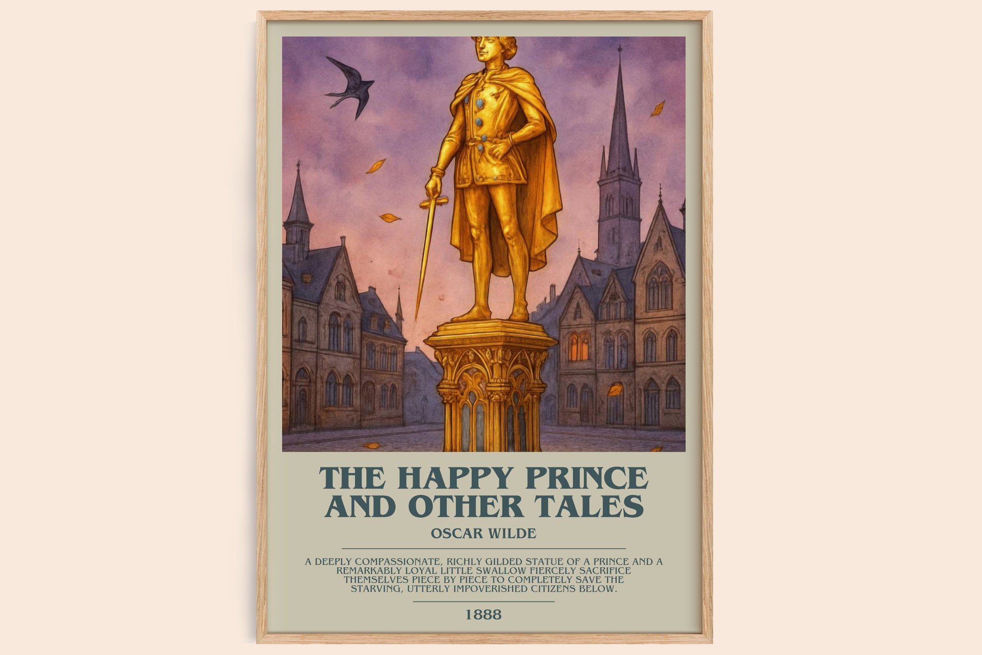 The Happy Prince And Other Tales bookish book poster by Oscar Wilde – framed literary art print