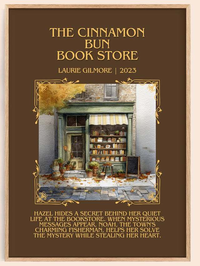 The Cinnamon Bun Book Store Minimalist Book Poster by Laurie Gilmore