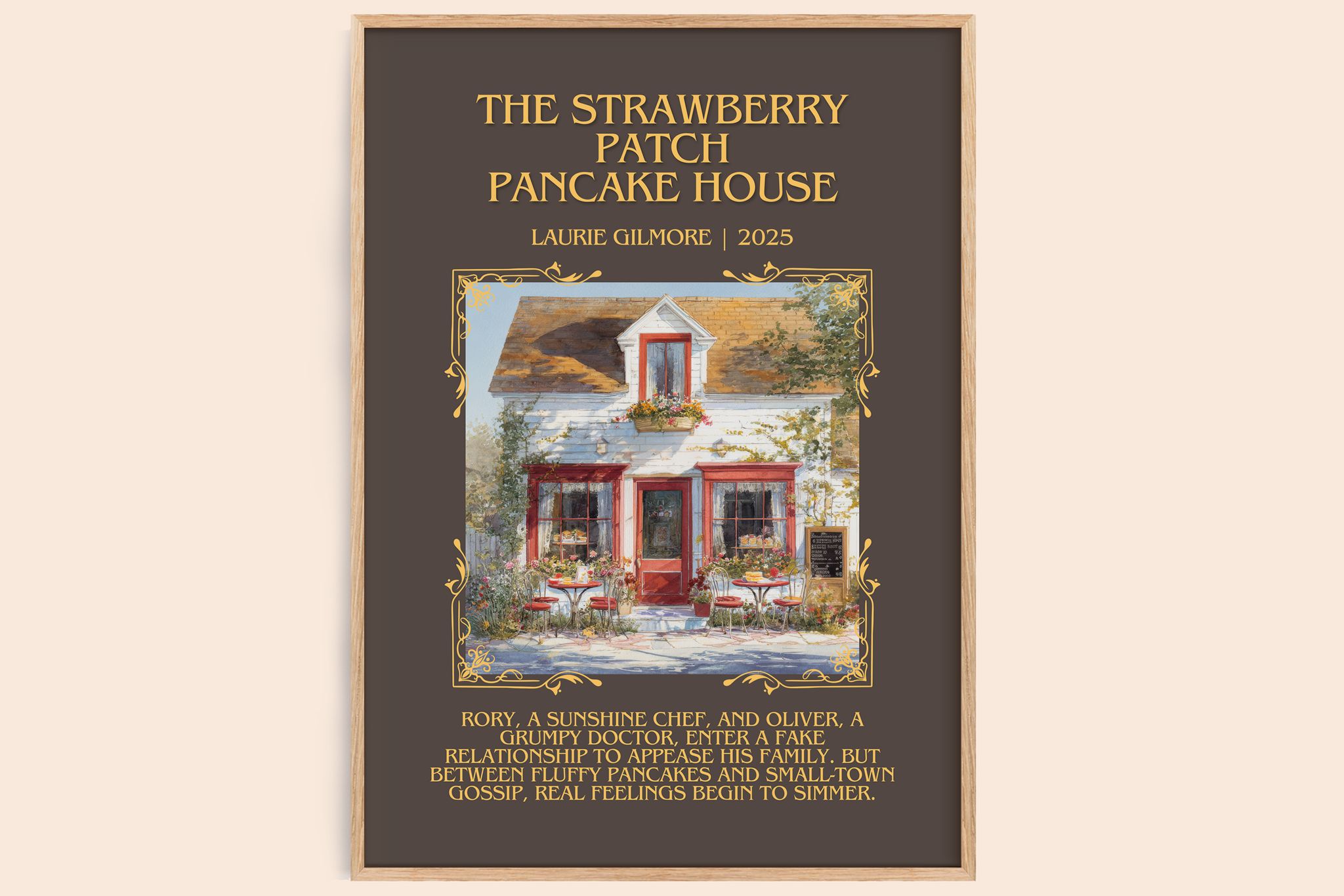 Strawberry Patch Pancake House Minimalist Book Poster by L. Gilmore