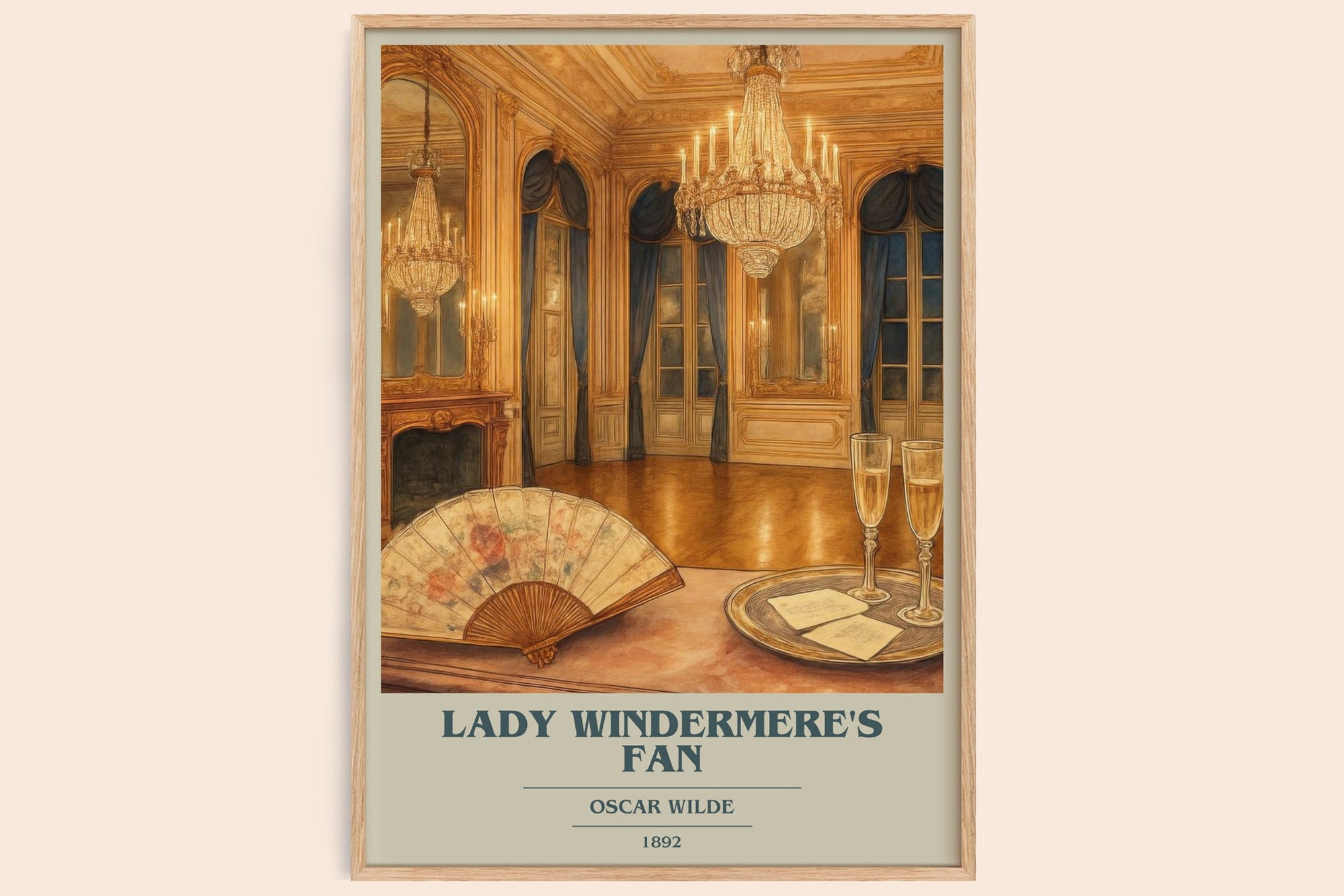 Lady Windermere's Fan book cover book poster by Oscar Wilde – framed literary art print