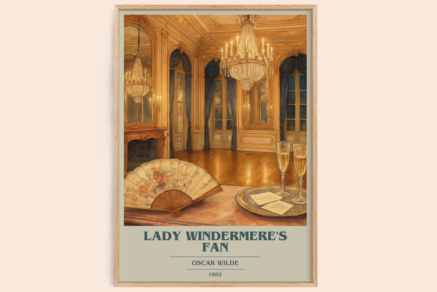 Lady Windermere's Fan book cover book poster by Oscar Wilde – framed literary art print