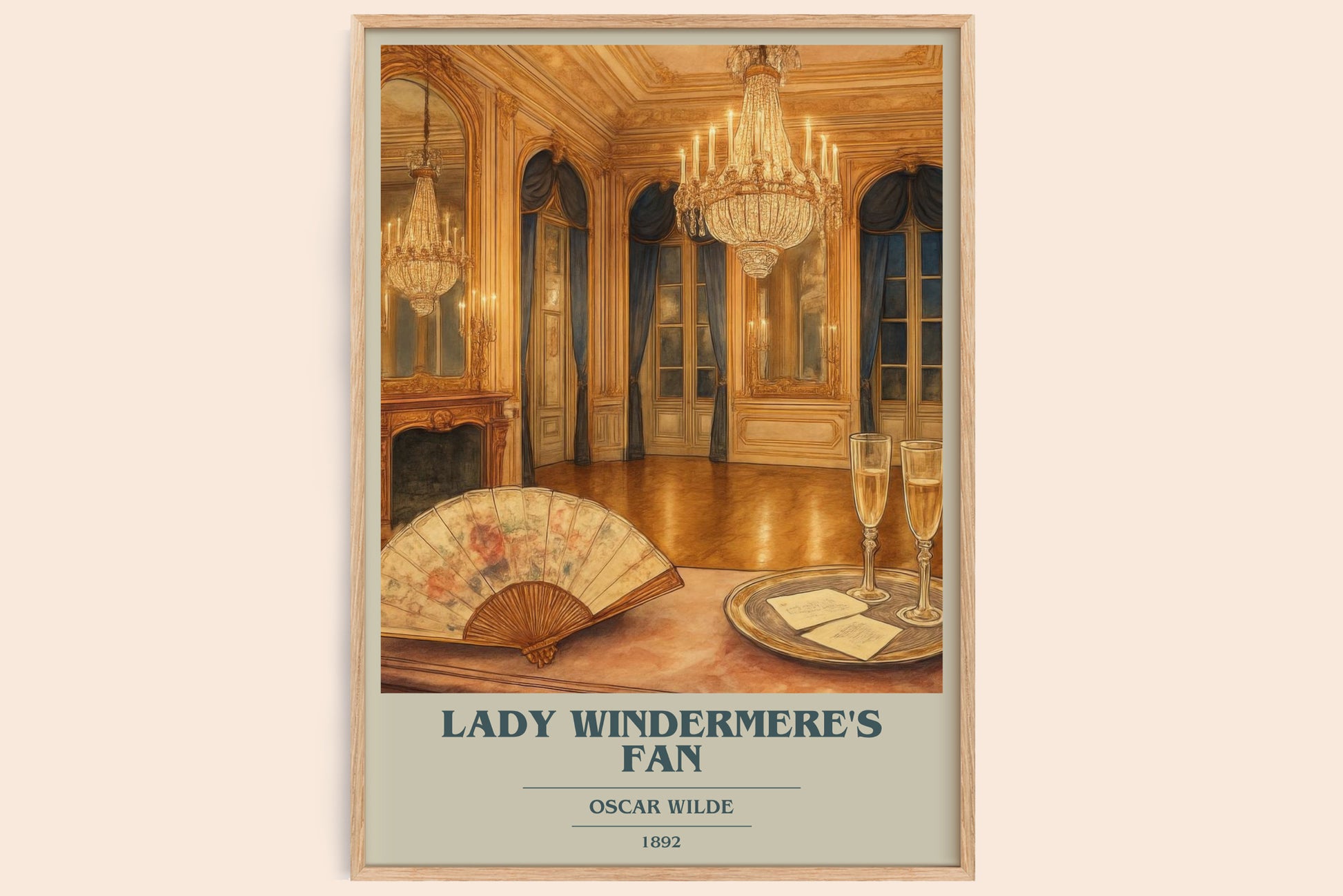 Lady Windermere's Fan book cover book poster by Oscar Wilde – framed literary art print