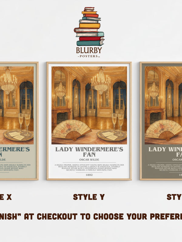 Lady Windermere's Fan bookish print in frame leaning in hallway – classic literature wall art
