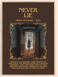 Never Lie Minimalist Book Poster by Freida McFadden – image 1