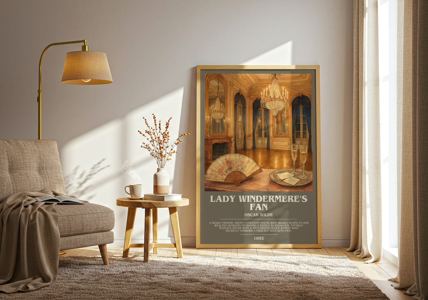 Lady Windermere's Fan bookish print on bookshelf – Oscar Wilde fan gift