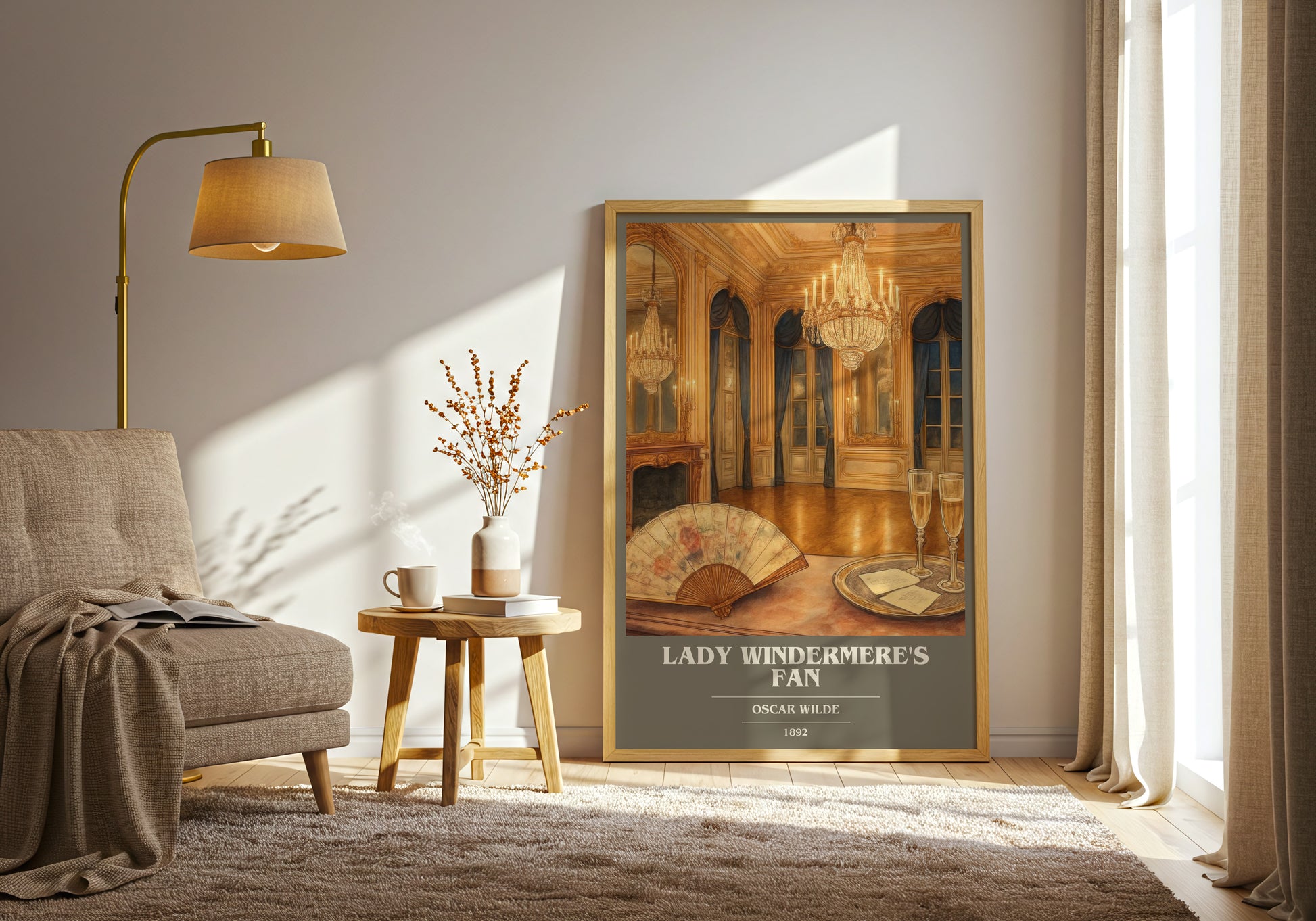 Lady Windermere's Fan book cover print on bookshelf – Oscar Wilde fan gift