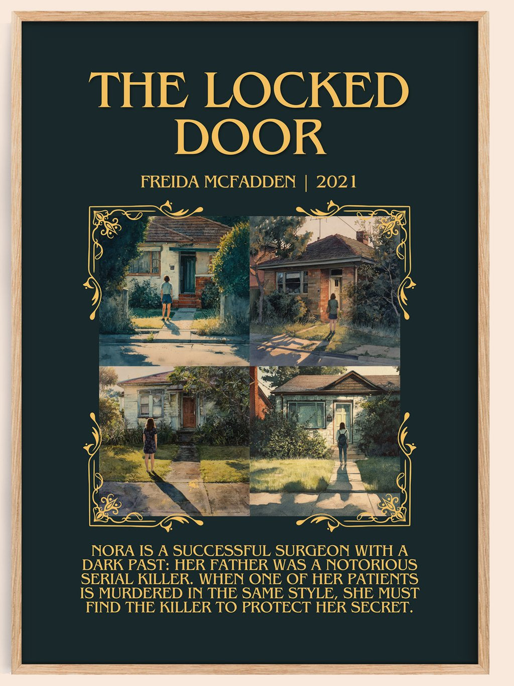 The Locked Door Minimalist Book Poster by Freida McFadden – book poster