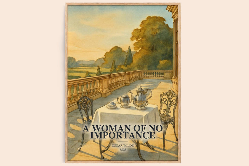 A Woman Of No Importance watercolour book poster by Oscar Wilde – framed literary art print