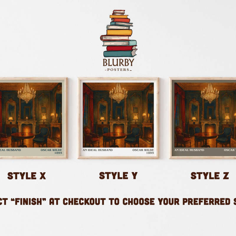 An Ideal Husband literary print in frame leaning in hallway – classic literature wall art