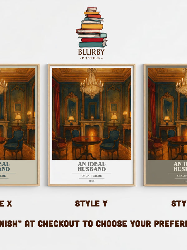 An Ideal Husband book cover print in frame leaning in hallway – classic literature wall art