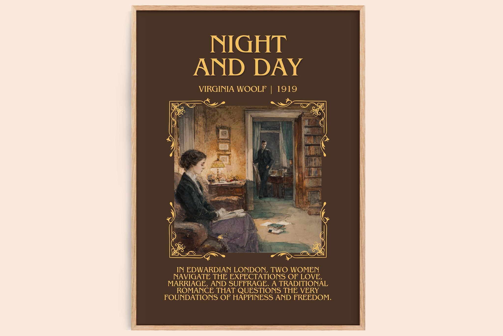 Night And Day Minimalist Book Poster by Virginia Woolf