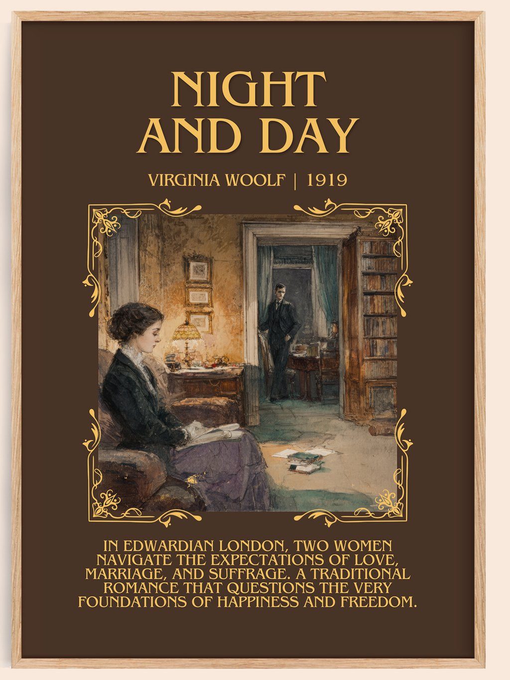 Night And Day Minimalist Book Poster by Virginia Woolf – book poster