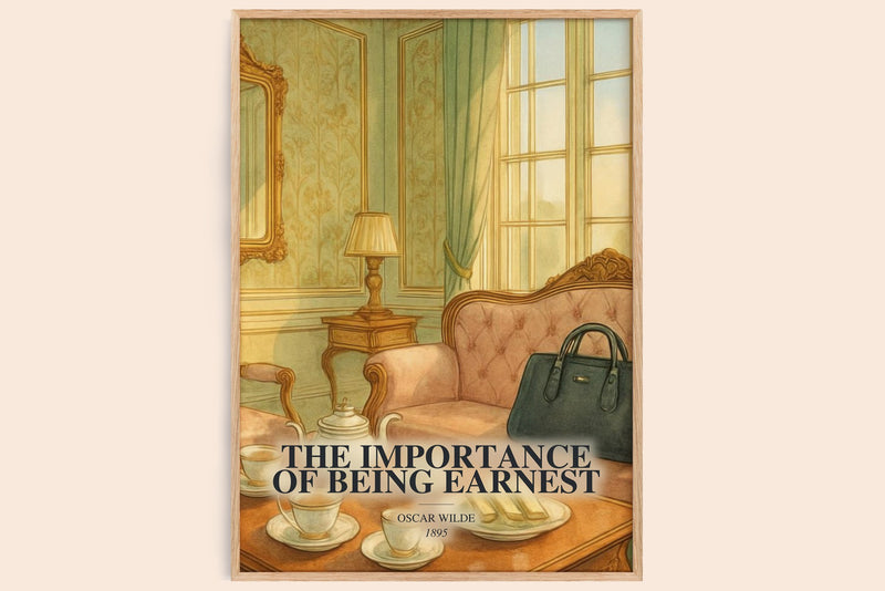 The Importance Of Being Earnest watercolour book poster by Oscar Wilde – framed literary art print