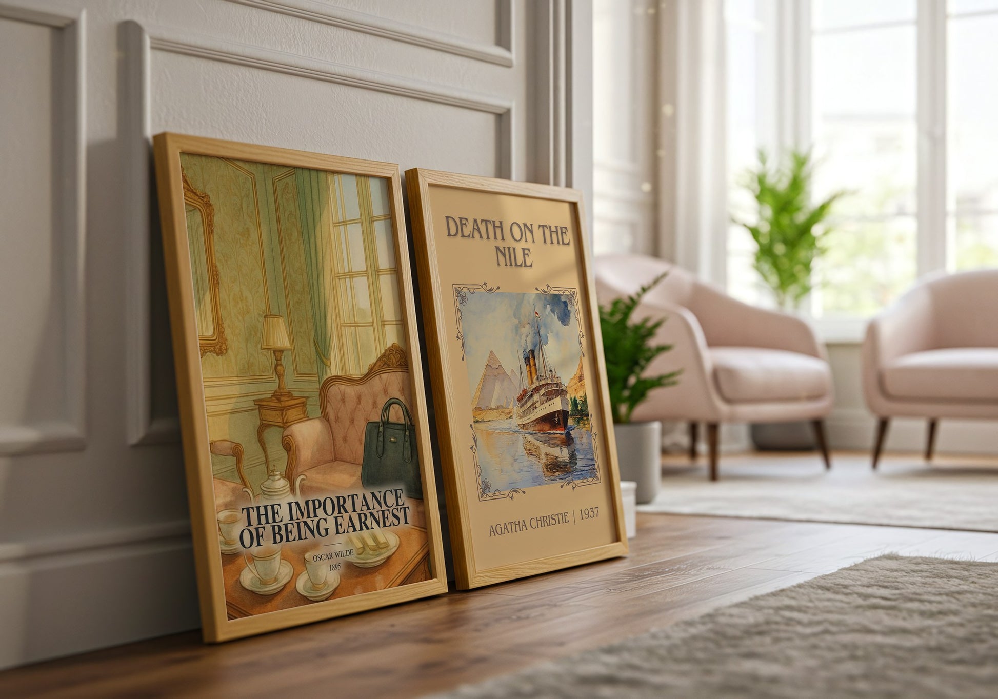 The Importance Of Being Earnest watercolour print framed by window – literary home decor