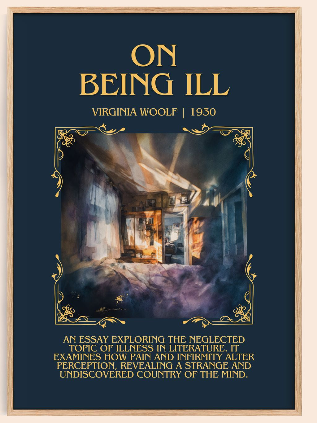 On Being Ill Minimalist Book Poster by Virginia Woolf – book poster