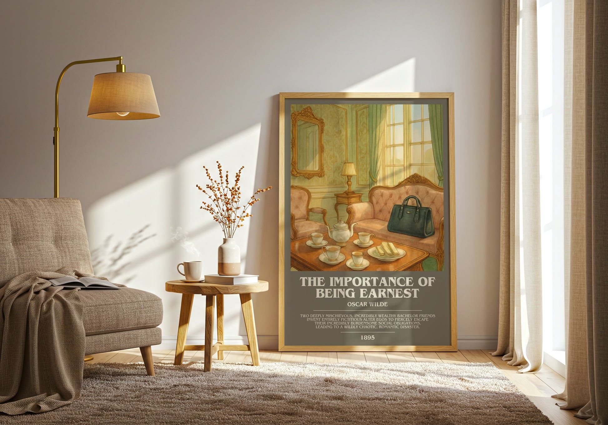 The Importance Of Being Earnest bookish print on bookshelf – Oscar Wilde fan gift