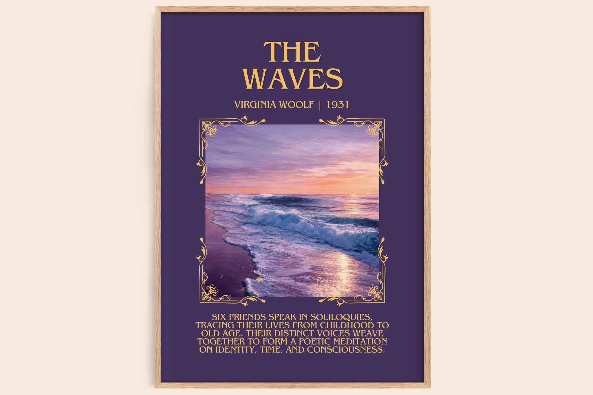 The Waves Minimalist Book Poster by Virginia Woolf