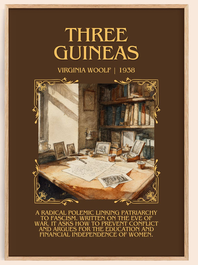 Three Guineas Minimalist Book Poster by Virginia Woolf