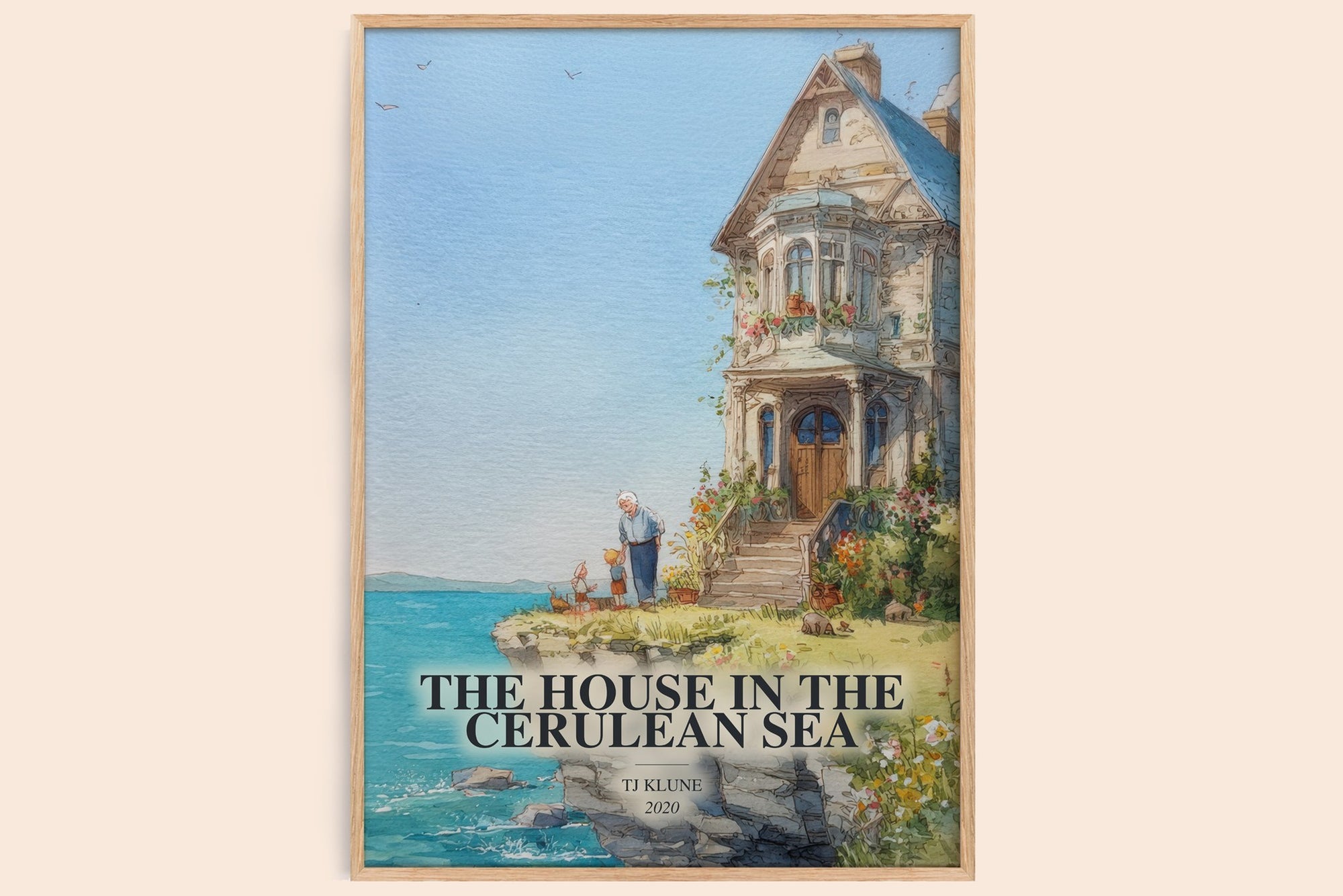 The House In The Cerulean Sea watercolour book poster by Tj Klune – framed literary art print
