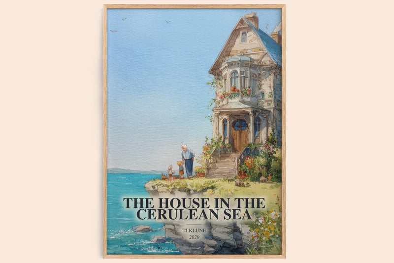 The House In The Cerulean Sea watercolour book poster by Tj Klune – framed literary art print