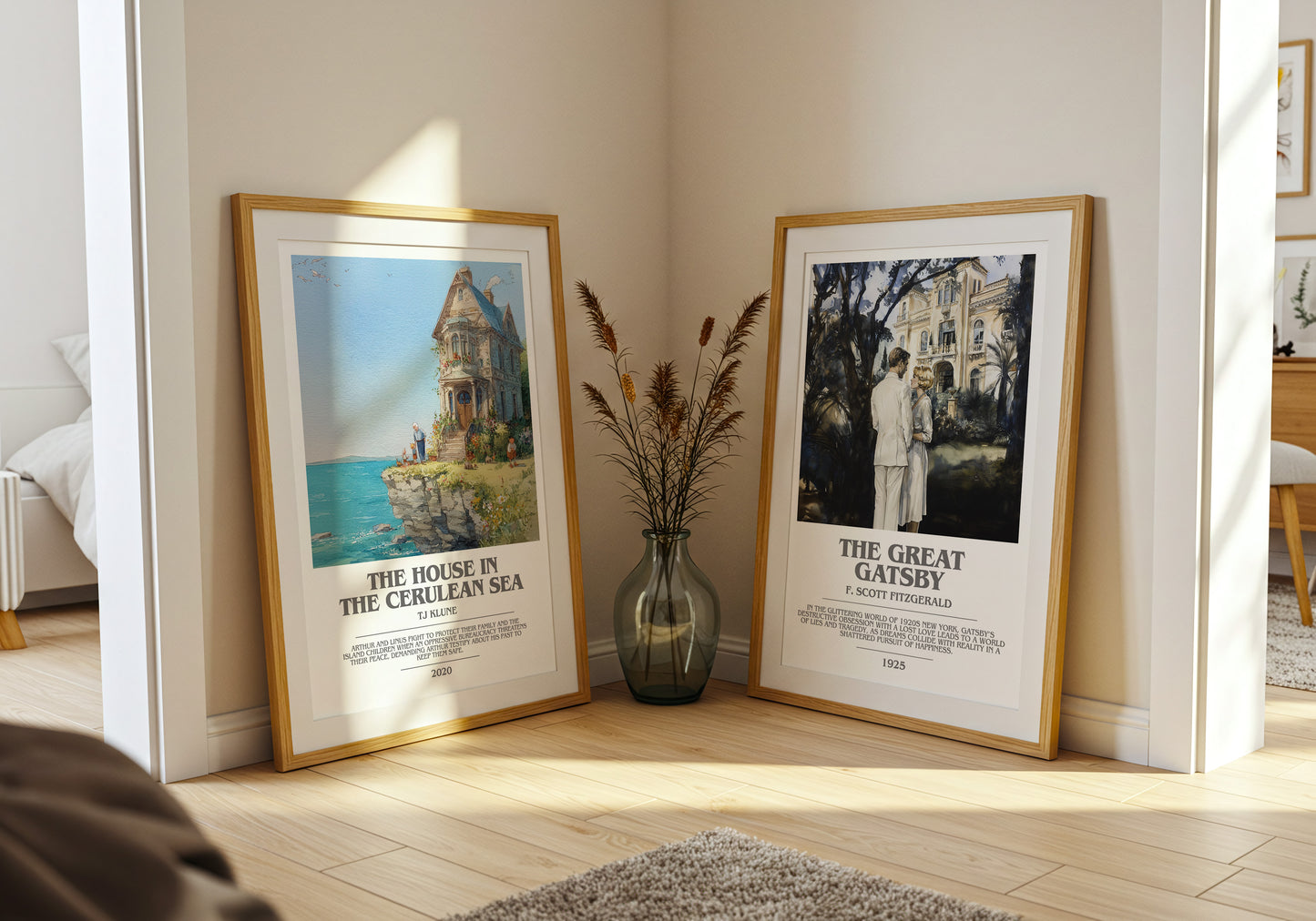 The House in the Cerulean Sea bookish book poster framed on wall – satire wall art