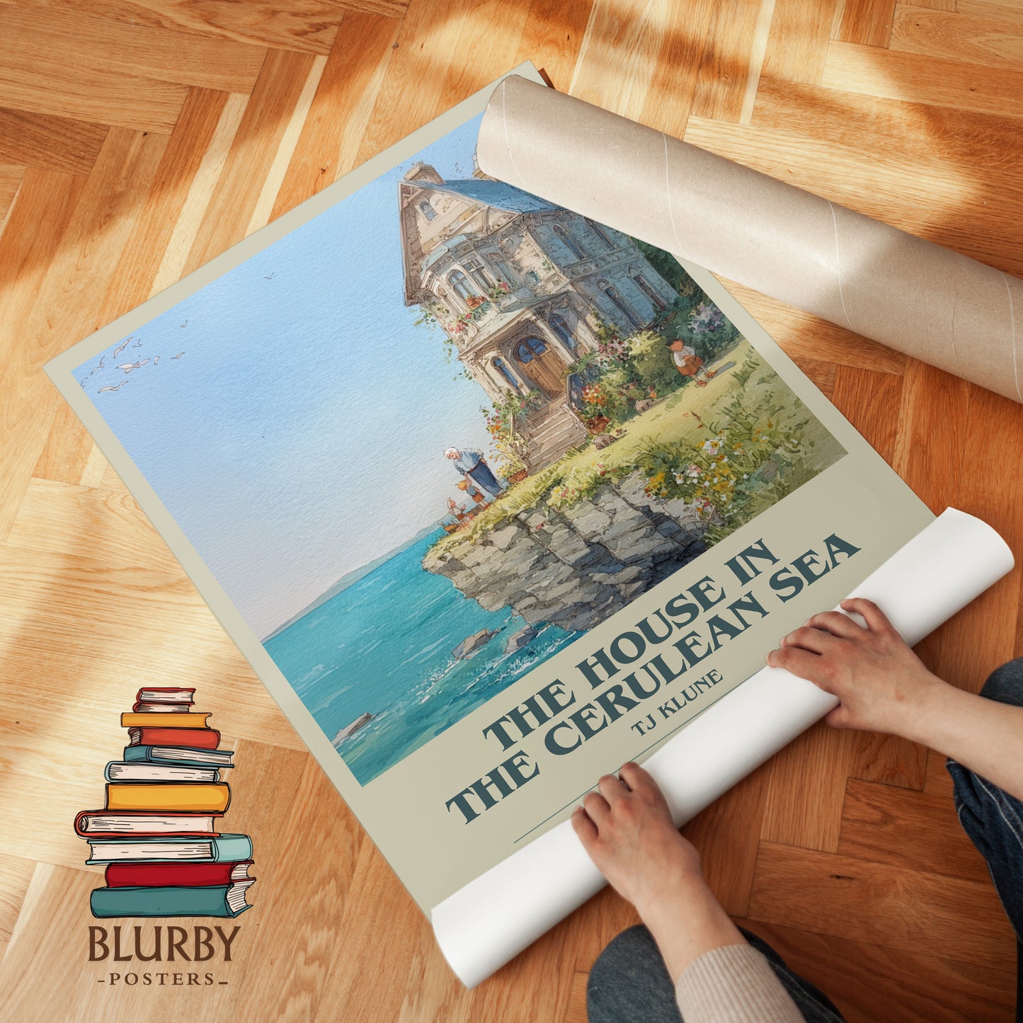 The House in the Cerulean Sea bookish print on bookshelf – TJ Klune fan gift