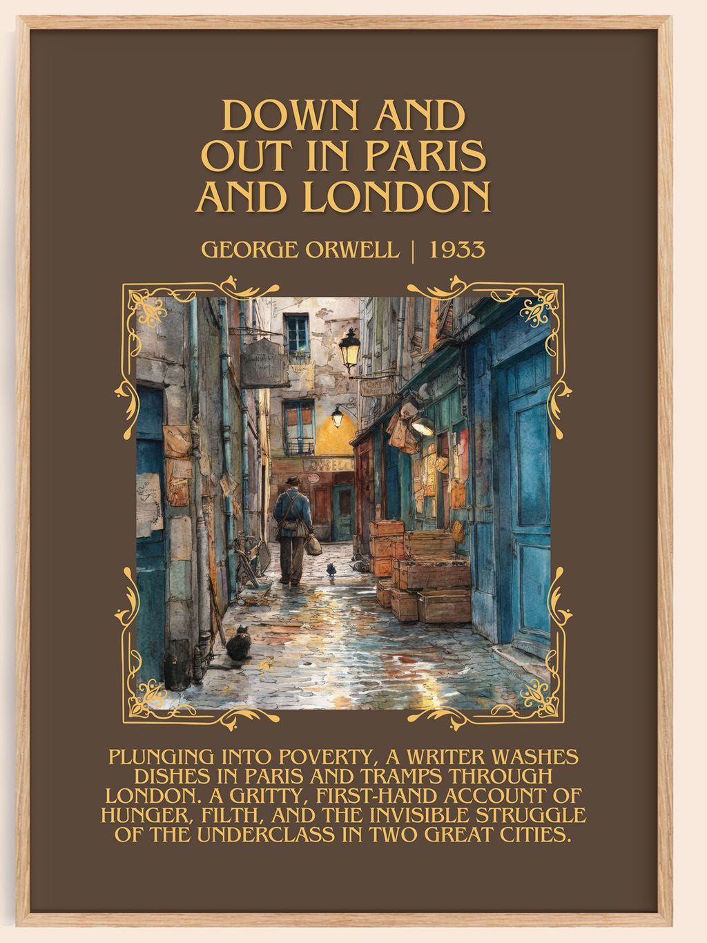 Down And Out In Paris And London Minimalist Book Poster by G. Orwell – book poster