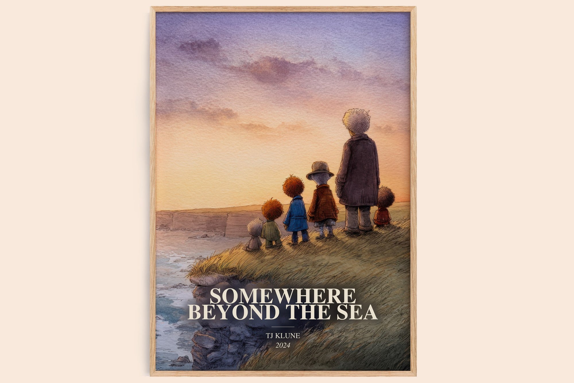 Somewhere Beyond The Sea watercolour book poster by Tj Klune – framed literary art print