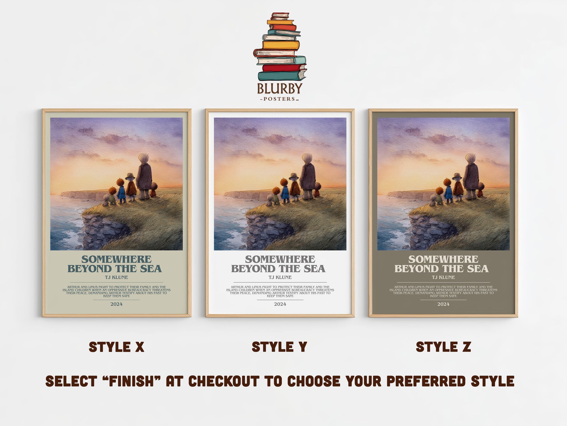 Somewhere Beyond the Sea bookish print in frame leaning in hallway – satire wall art