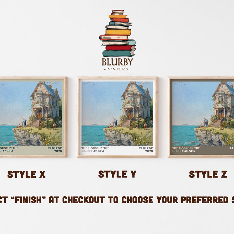 The House in the Cerulean Sea literary print in frame leaning in hallway – satire wall art