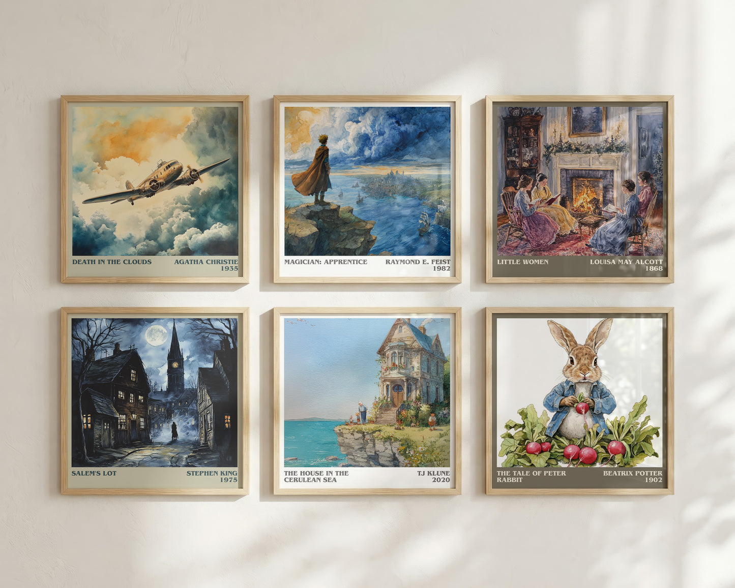The House in the Cerulean Sea literary print framed by window – literary home decor