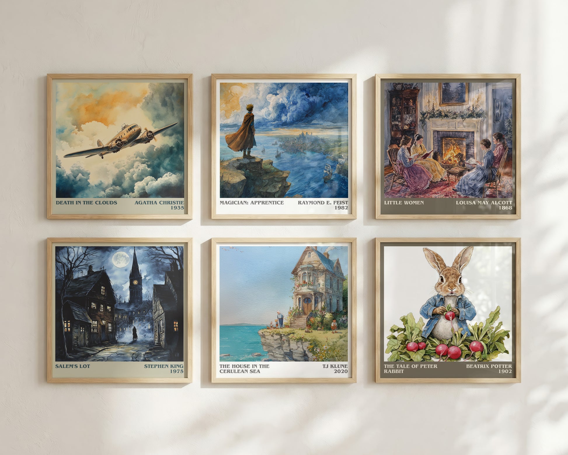 The House in the Cerulean Sea literary print framed by window – literary home decor