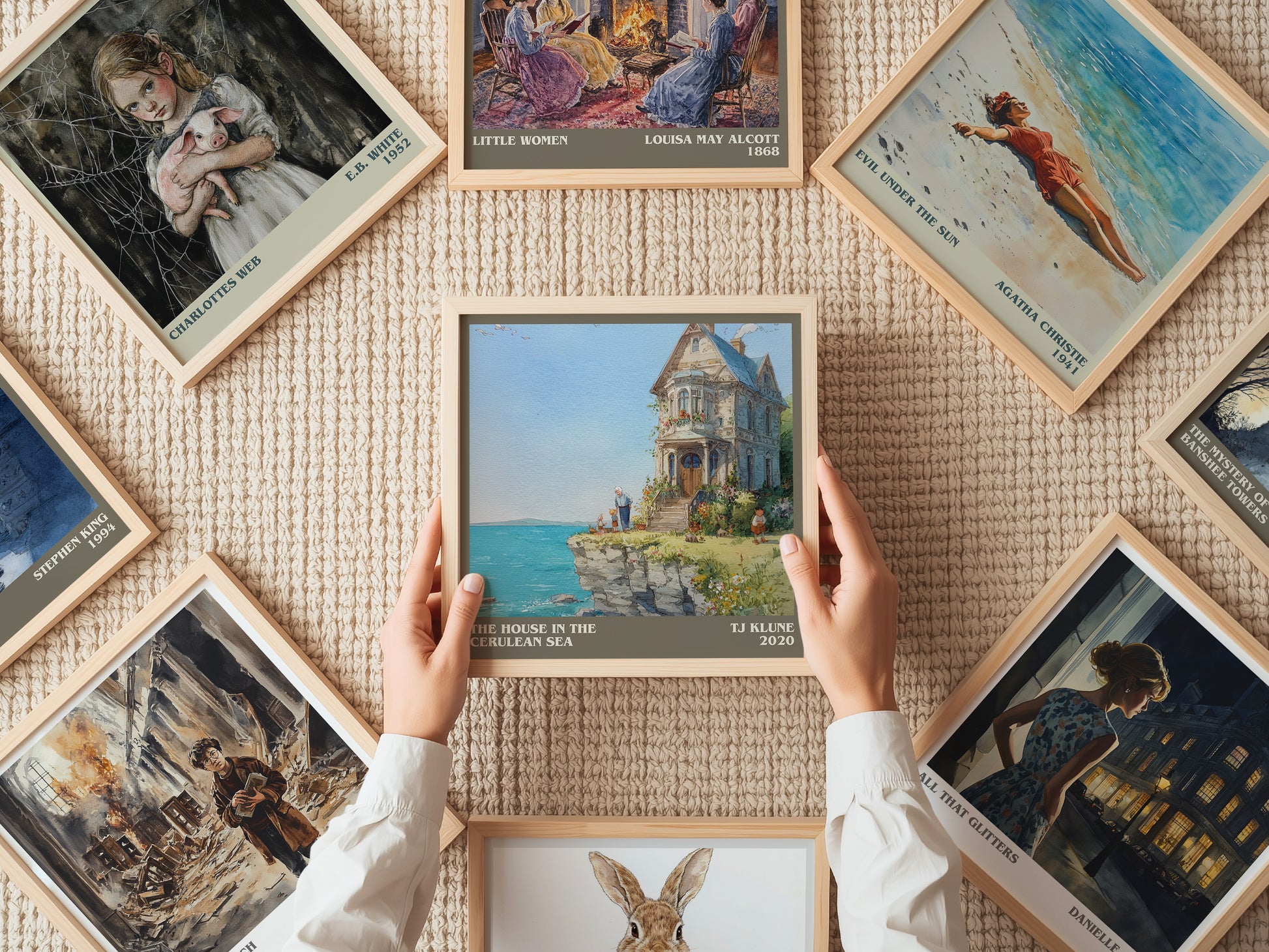 The House in the Cerulean Sea literary book poster framed on wall – satire wall art