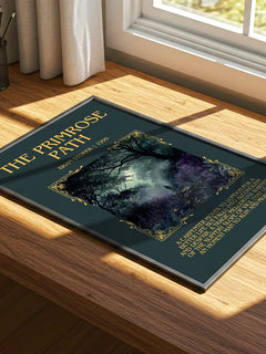 The Primrose Path Minimalist Book Poster by Bram Stoker – print on a sunlit desk