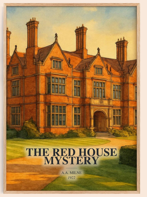 The Red House Mystery watercolour book poster by A.A. Milne – framed literary art print
