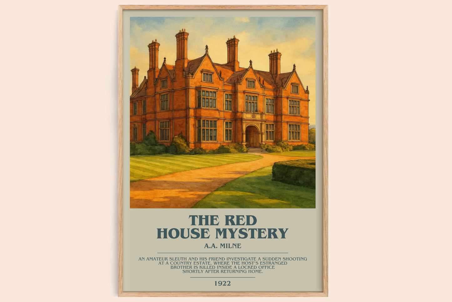 the red house mystery bookish book poster by a.a. milne – framed literary art print