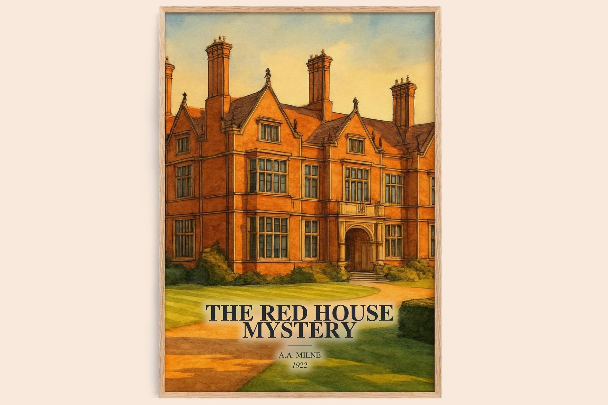 The Red House Mystery watercolour book poster by A.A. Milne – framed literary art print