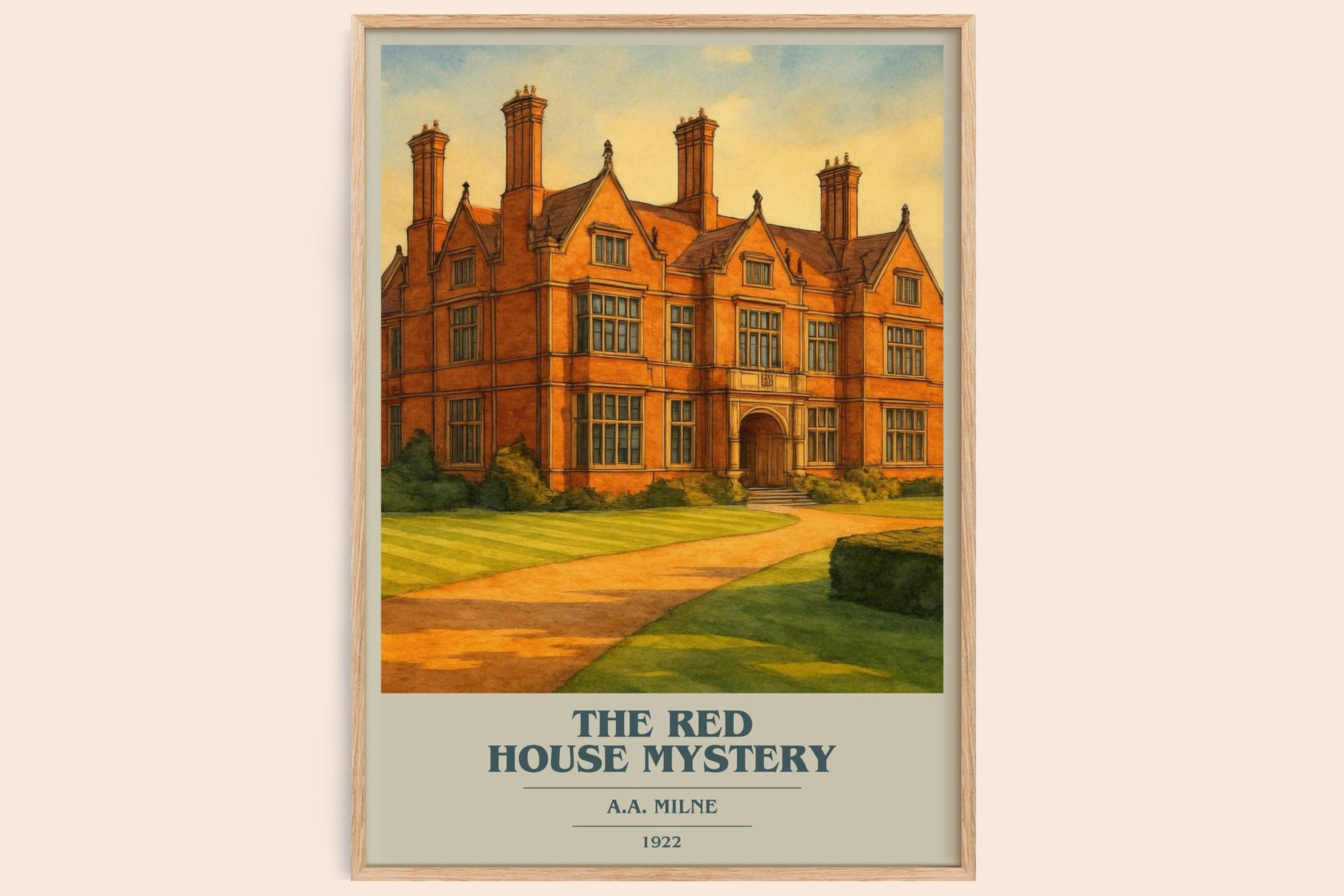 the red house mystery book cover book poster by a.a. milne – framed literary art print
