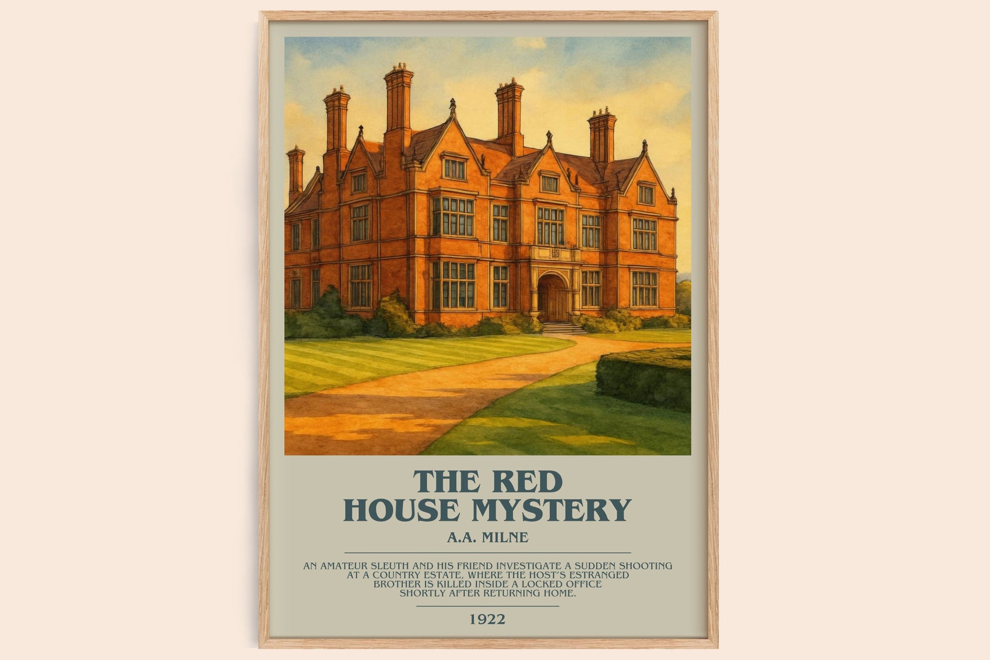 the red house mystery bookish book poster by a.a. milne – framed literary art print