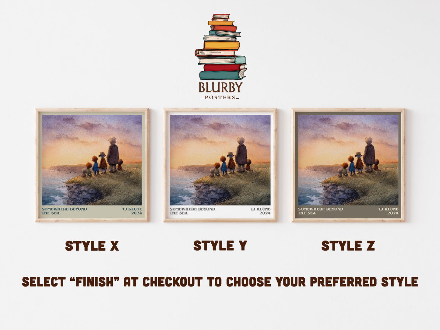 Somewhere Beyond the Sea literary print in frame leaning in hallway – satire wall art