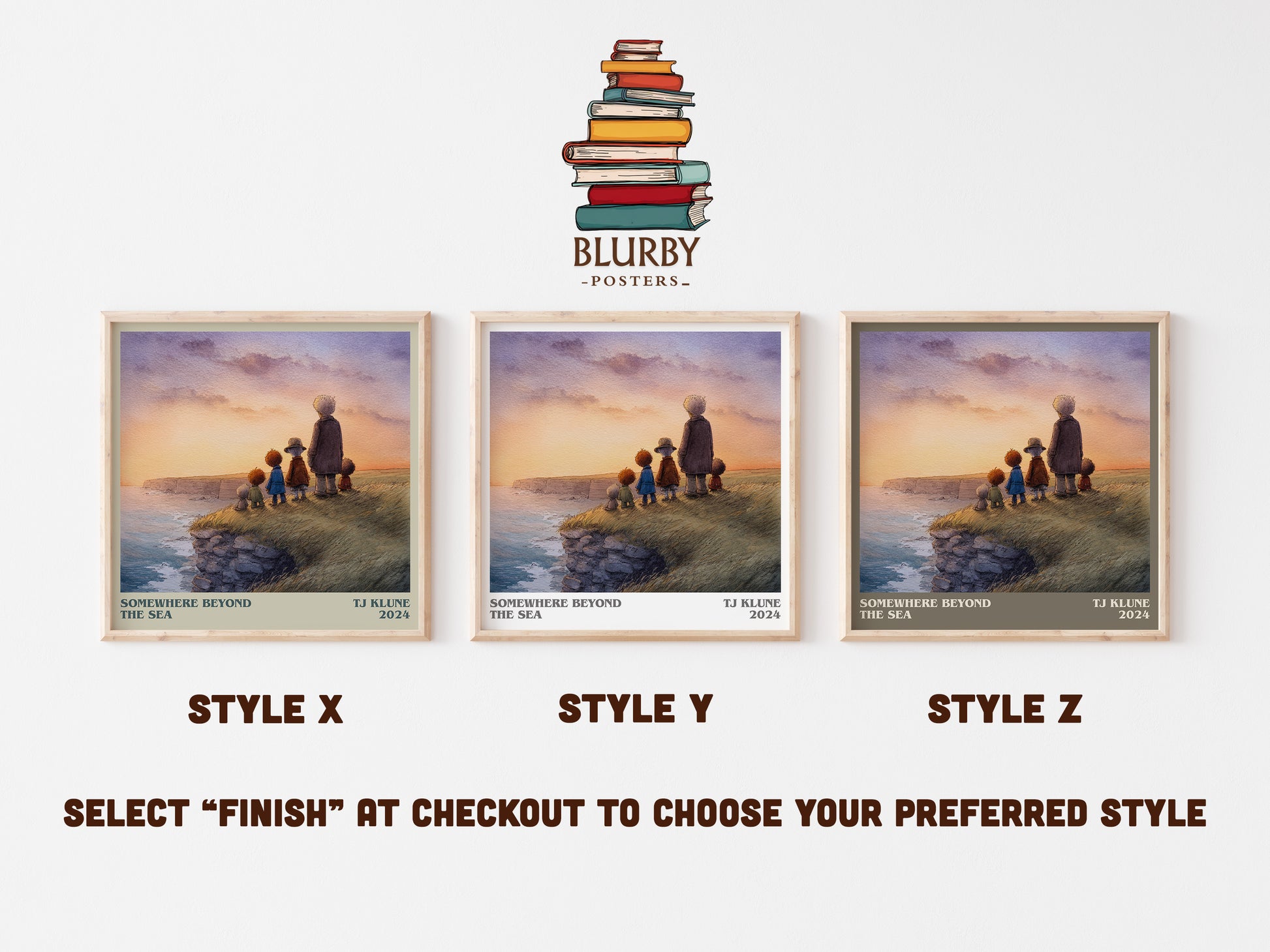 Somewhere Beyond the Sea literary print in frame leaning in hallway – satire wall art