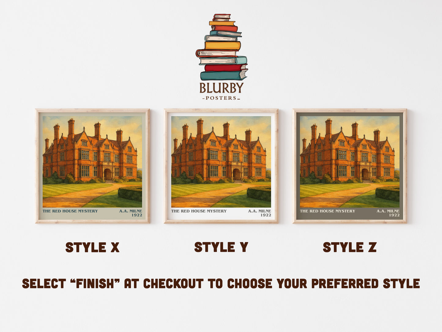 the red house mystery literary print in frame leaning in hallway – mystery wall art