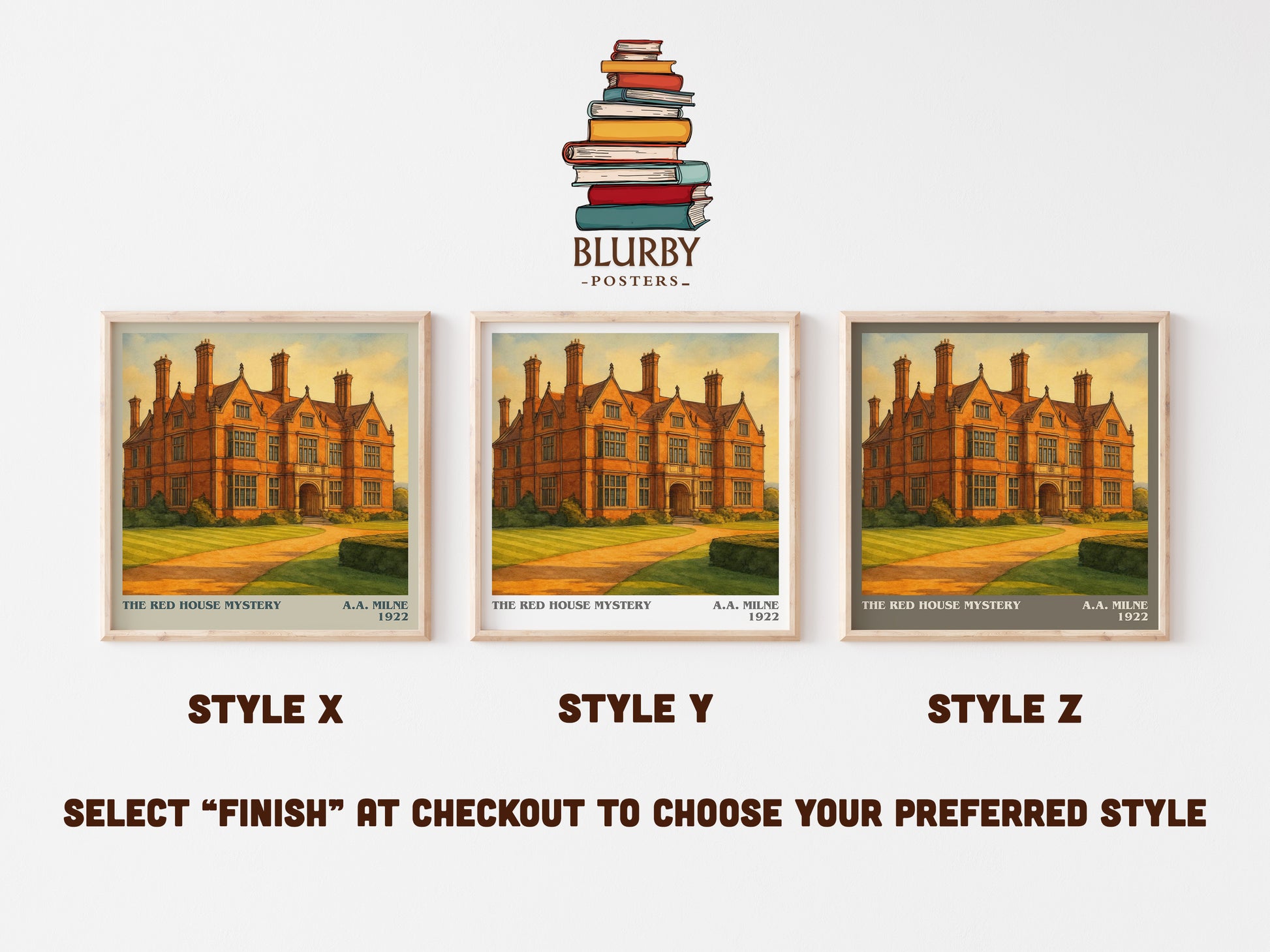 the red house mystery literary print in frame leaning in hallway – mystery wall art